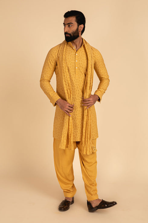 Jamdani Kurta with Stole and Salwar